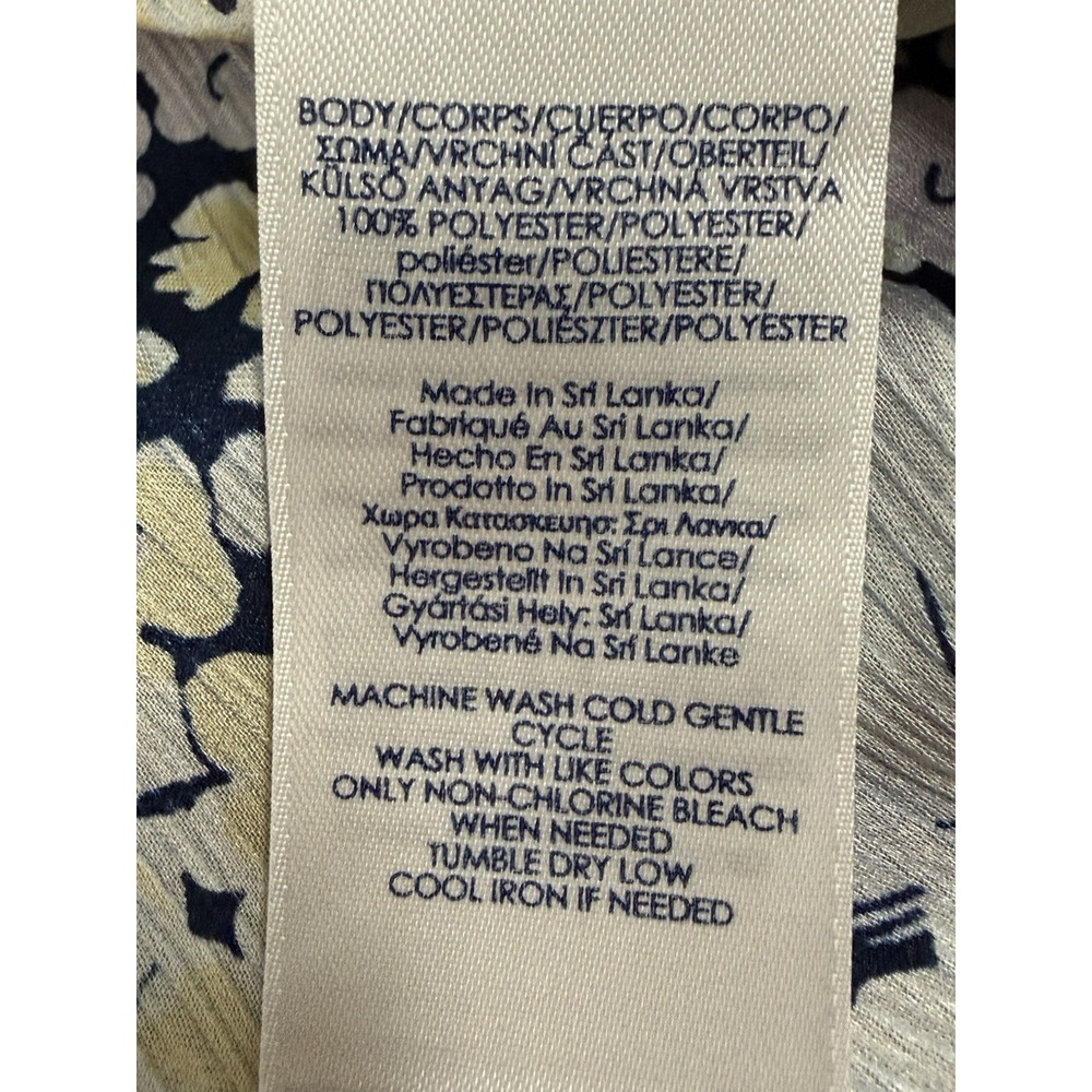 Chaps Womens Tunic Floral Top Keyhole Multi-Color Bell Sleeve Peasant Flowy L - Picture 11 of 14